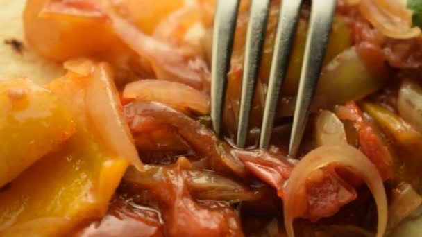 Close Gekookte Peper Salade Met — Stockvideo