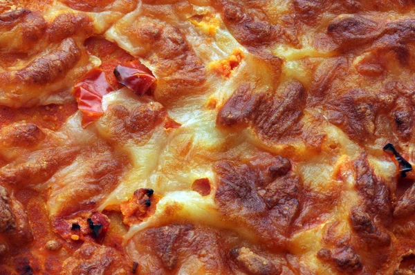 Nahaufnahme Über Den Hintergrund Der Pizza — Stockfoto