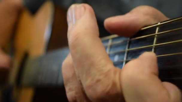 Musiker Som Spelar Akustisk Gitarr — Stockvideo