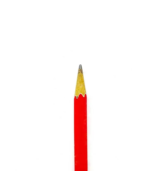 Close Top Red Pencil Isolated White Background — Stock Photo, Image