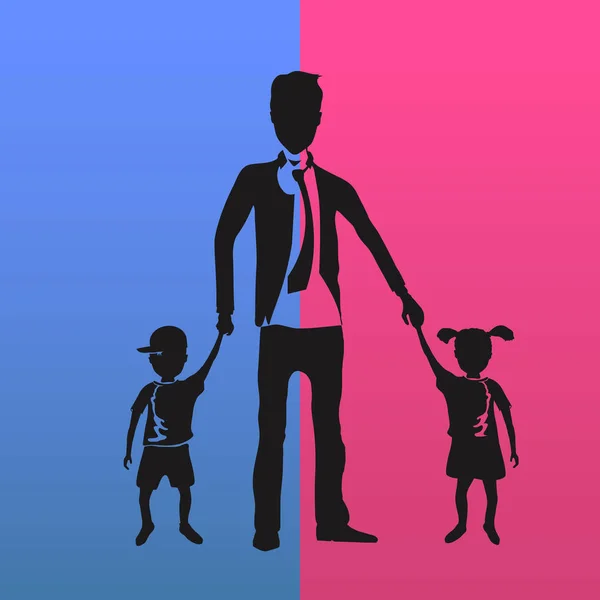 Pappa Med Barn Föräldraskap Vektorillustration Eps — Stock vektor