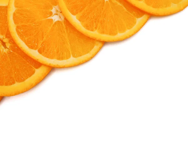 Fresh Orange Slice White Background Copy Free Space Text — Stock Photo, Image
