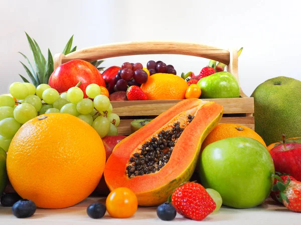 Colorful Fresh Fruits Vegetables Background Healthy Eating Concept — Stock Photo, Image