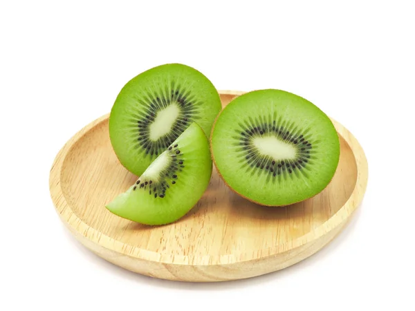 Felie Fructe Proaspete Suculente Delicioase Sănătoase Kiwi Placă Lemn Izolate — Fotografie, imagine de stoc