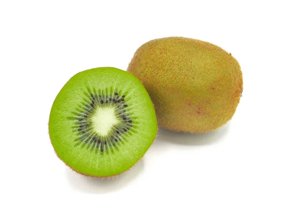 Felie Fructe Proaspete Suculente Delicioase Sănătoase Kiwi Izolate Fundal Alb — Fotografie, imagine de stoc