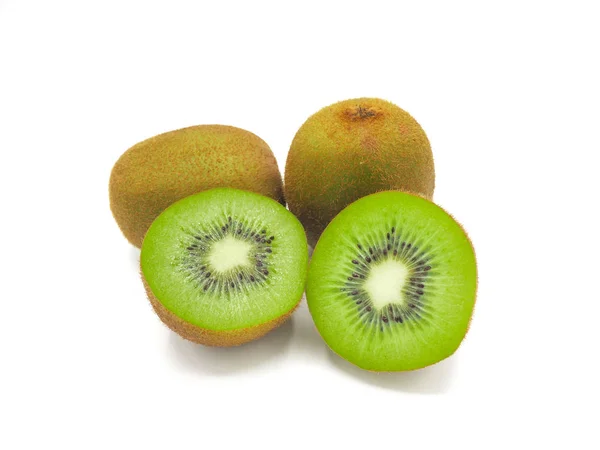 Felie Fructe Proaspete Suculente Delicioase Sănătoase Kiwi Izolate Fundal Alb — Fotografie, imagine de stoc