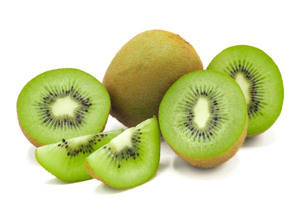 Felie Fructe Proaspete Suculente Delicioase Sănătoase Kiwi Izolate Fundal Alb — Fotografie, imagine de stoc