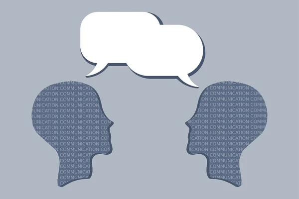 Interpersonell Kommunikation Två Människor Kommunicerar Genom Pratbubblor — Stock vektor