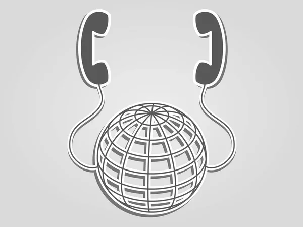 Retro Telefon Alıcısı Bir Dünya Için Bağlı Küresel Iletişim Kavramı — Stok Vektör