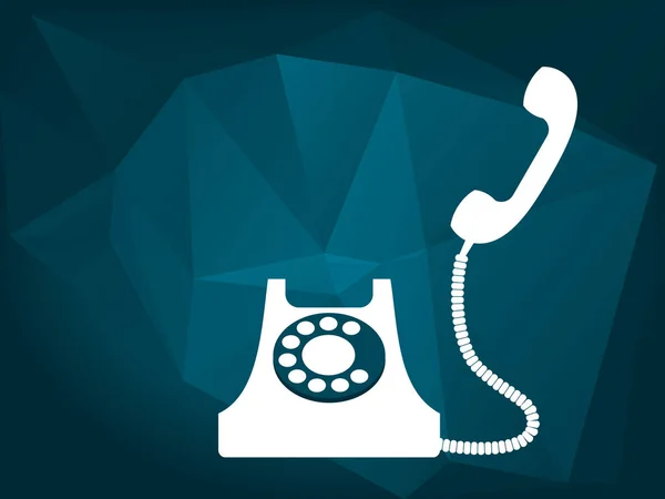Белый Ретро Телефон Голубом Низком Полюсном Фоне Концепция Телефонного Разговора — стоковый вектор