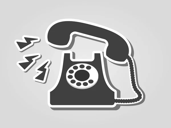Telefone Vintage Tocando Fundo Cinza Ligue Nos Entre Contato Conosco — Vetor de Stock