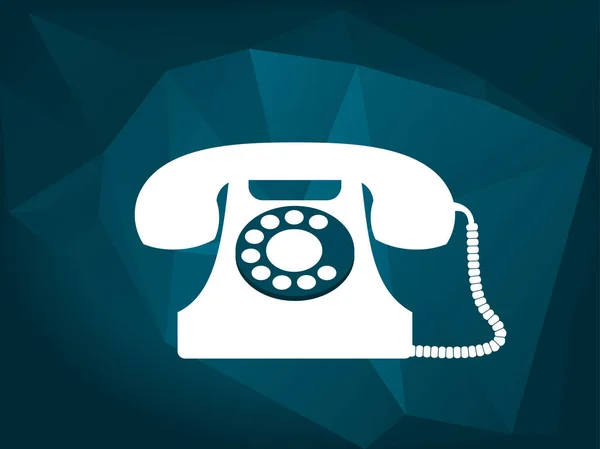 Белый Винтажный Телефон Шнуром Современном Синем Низком Полюсном Фоне Обслуживание — стоковый вектор