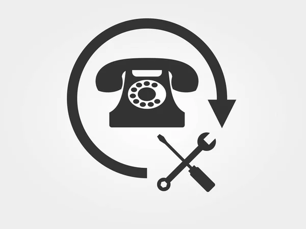 Müşteri Hizmet Kavramı Simge Retro Telefon Anahtarı Tornavida Simgesi Olan — Stok Vektör