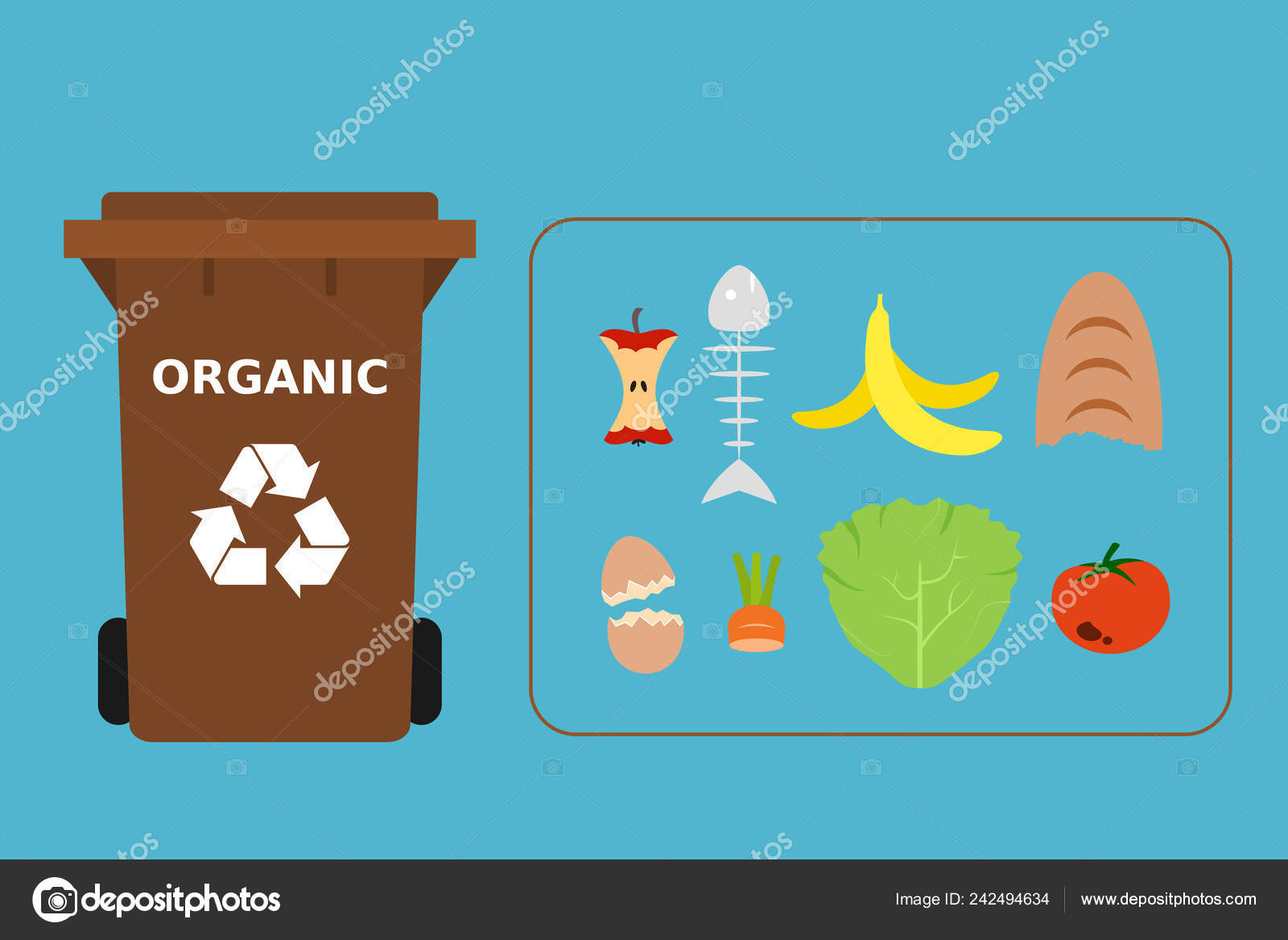Bote Basura Marr n Con Residuos Org nicos Adecuado Para Reciclaje