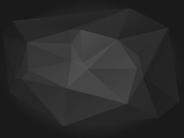 Koyu gri düşük poli arka plan. Büyük üçgenler desen, modern tasarım. Geometrik gradyan arka planı, origami stil. İçerik için yer poligonal mozaik şablonu. Vektör çizim, geometrik tarzı