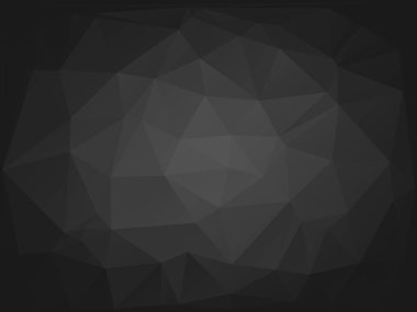 Koyu gri düşük poli arka plan. Üçgen desen, modern tasarım. Geometrik gradyan arka planı, origami stil. İçerik için yer poligonal mozaik şablonu. Vektör çizim, geometrik tarzı.