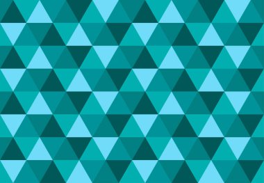 Üçgen seamless modeli. Düşük Poli geometrik arka plan. Mavi yeşil renkler. Tekstil, afiş, broşür, T-shirt, baskı tasarımı duvar kağıtları. Mozaik şablonu üçgen yaptı. Vektör çizim.
