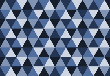 Üçgen seamless modeli. Düşük Poli geometrik arka plan. Mavi ve gri renkler. Tekstil, afiş, broşür, T-shirt, baskı tasarımı duvar kağıtları. Mozaik şablonu üçgen yaptı. Vektör çizim.