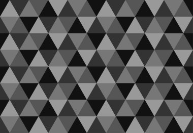 Gri üçgen seamless modeli. Düşük Poli geometrik arka plan. Gri tonları. Tekstil, posterler, el ilanları, T-shirt, baskı tasarımı duvar kağıtları. Mozaik şablonu üçgen yaptı. Vektör çizim