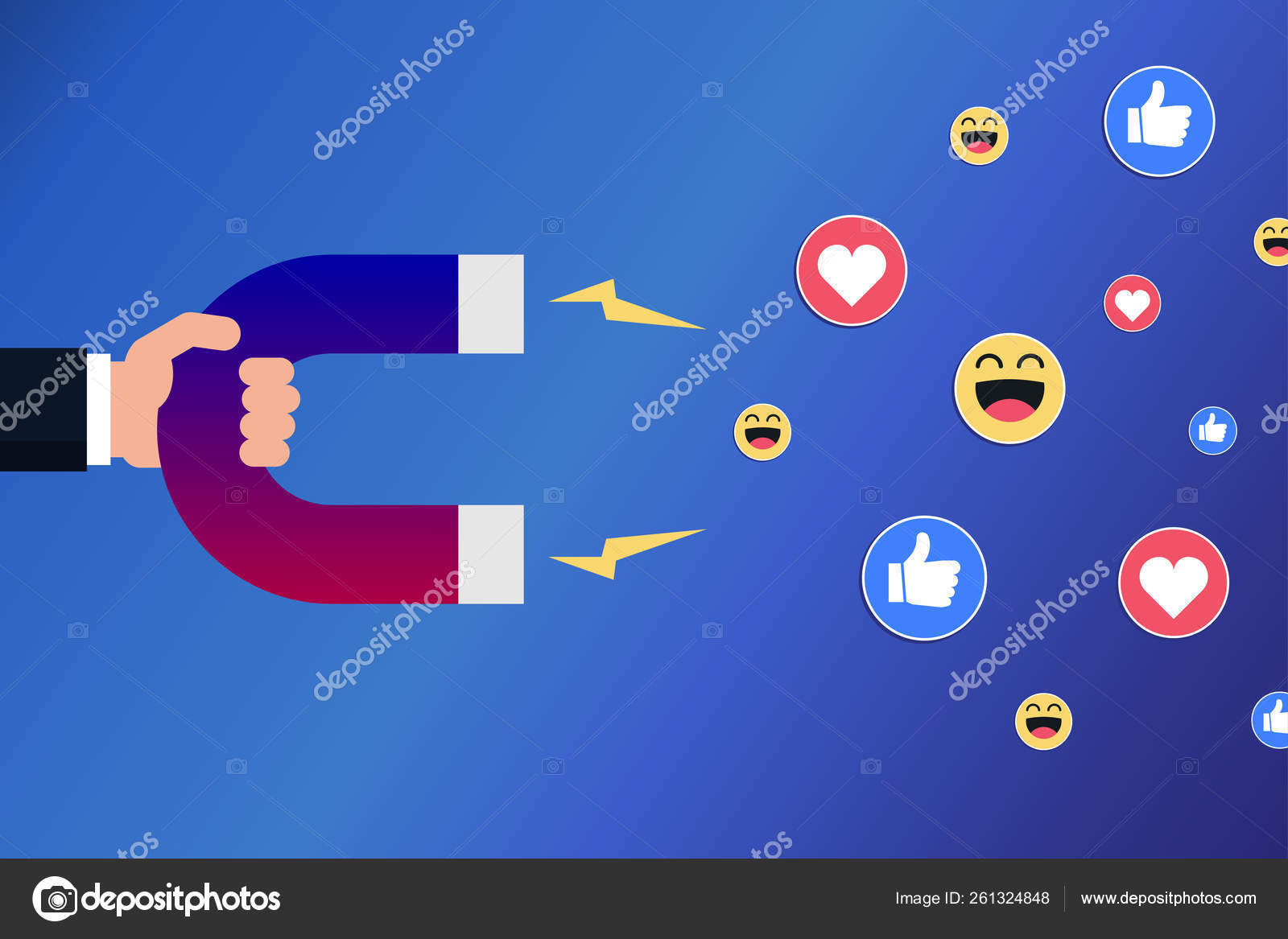 Рука Магнитом Привлекает Симпатии Улыбки Сердца Позитивная.