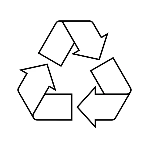 Einfache Schwarze Umrandung Des Recyclingschildes Lineares Recycling Symbol Symbol Oder — Stockvektor