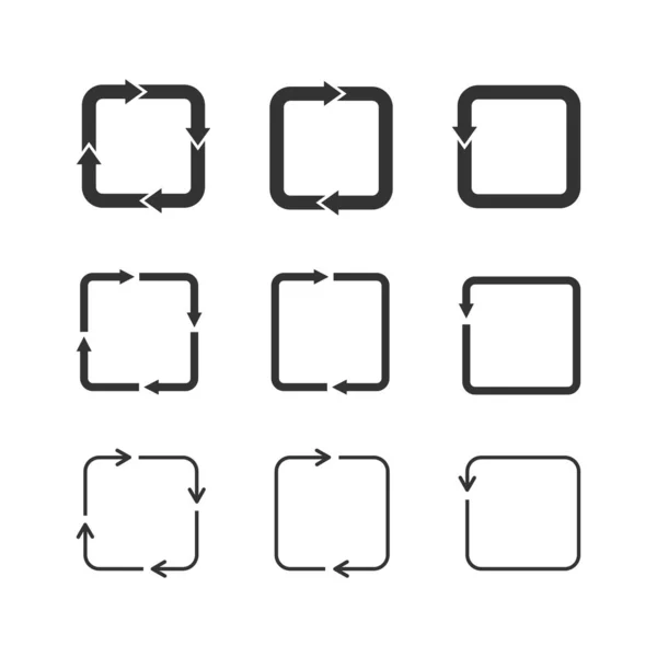 Ensemble Icônes Boucle Rectangle Sur Fond Blanc Ensemble Flèches Rectangulaires — Image vectorielle