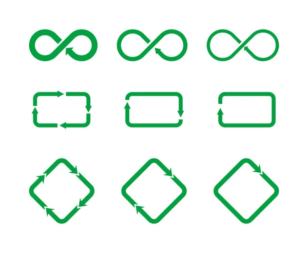 Conjunto Diferentes Iconos Que Representan Reciclaje Circulación Reciclar Símbolo Conjunto — Vector de stock