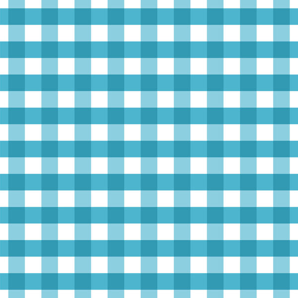 Синяя клетчатая бесшовная модель. Сине-белая клетчатая текстура. Голубой Джингем безморщинистый фон. Шахматный фон для текстиля, скатерти, одежды, рубашки, одеяла и других продуктов. Векторная иллюстрация
