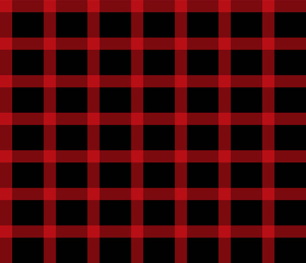Red and black tartan texture. Buffalo Plaid checkered seamless pattern. Lumberjack backdrop for textile, shirt, jacket and other fashion products. Black and red Gingham seamless background. Vector.