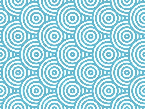 Blue White Overlapping Repeating Circles Background Japanese Style Circles Seamless — Stock vektor