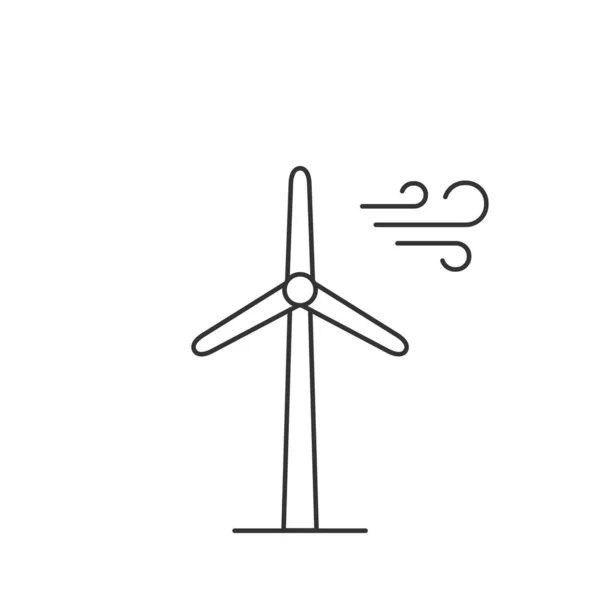 Icona Linea Turbina Eolica Fonti Energetiche Rinnovabili Sostenibili Ecologiche Mulino — Vettoriale Stock