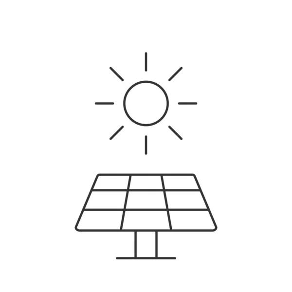 Solar Panel Thin Line Icon Sun Alternative Electrical Energy Resource — Stock Vector