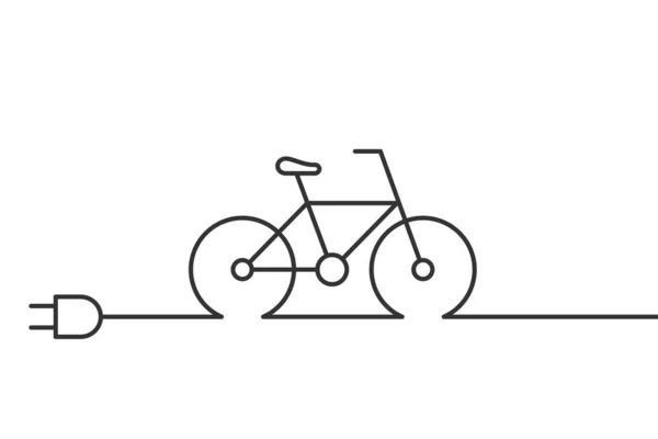 Bicicleta Eléctrica Con Icono Línea Enchufe Símbolo Del Punto Carga — Vector de stock