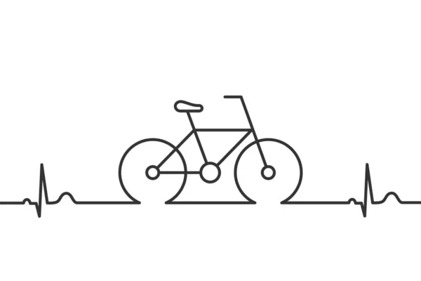 Bicicleta Con Icono Línea Latidos Del Corazón Ciclismo Como Estilo — Vector de stock