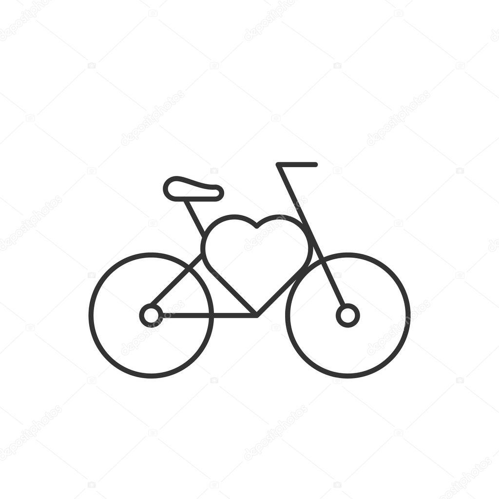 Bicycle With Heart Shape Line Icon I Love Cycling Concept Cute City Bike With Heart Shape Healthy Lifestyle Commuting Black Outline On White Background Vector Illustration Flat Clip Art Premium Vector