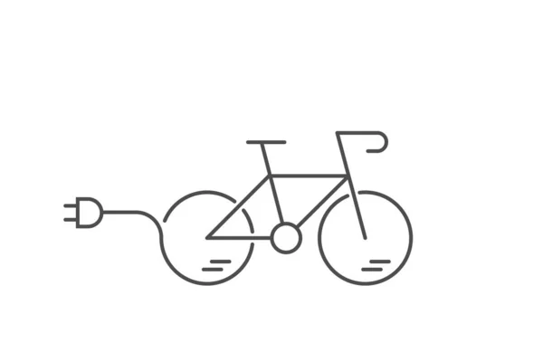 Bicicleta Eléctrica Alimentada Por Batería Icono Línea Moderna Bicicleta Trekking — Vector de stock