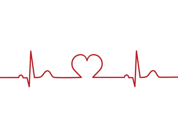 Eletrocardiograma Normal Ecg Ecg Com Coração Meio Linha Batimento Cardíaco — Vetor de Stock