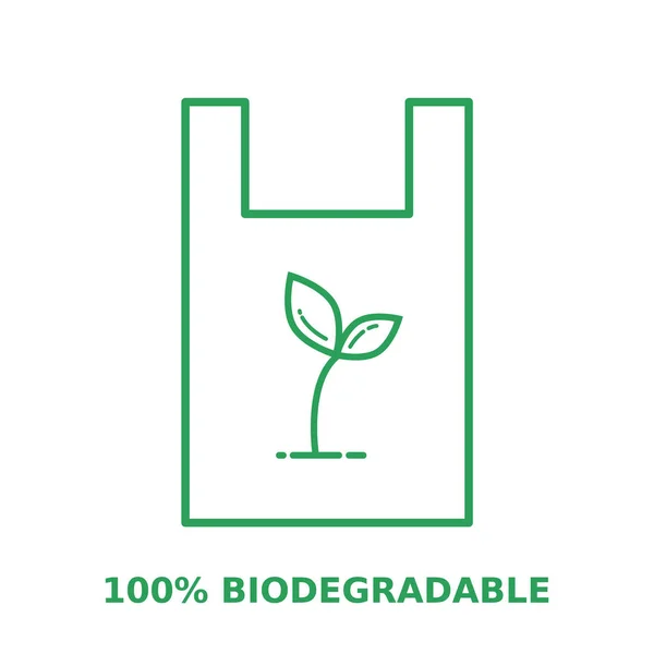 Ícone Linha Saco Plástico Biodegradável Saco Compras Feito Amido Milho — Vetor de Stock
