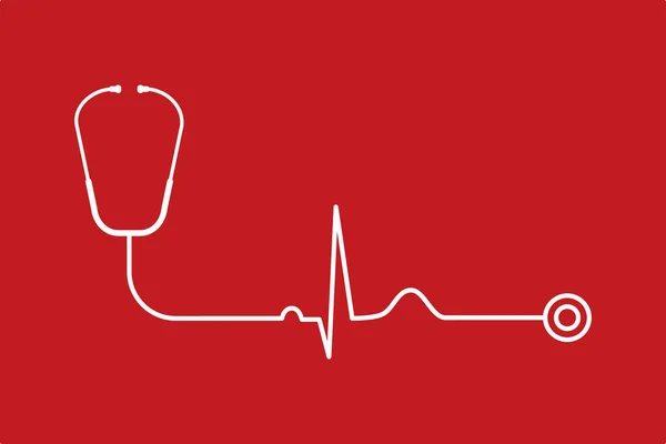 배경에 청진기 심장이 도려내고 검사요 의학적 정상적 정맥동 Ecg Ekg — 스톡 벡터