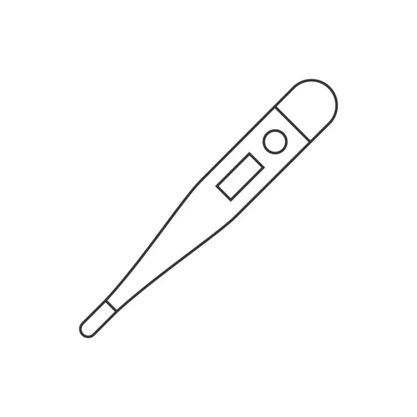 Digitales Thermometer Zeilensymbol Schwarze Umrisse Auf Weißem Hintergrund Elektronische Körpermessung — Stockvektor