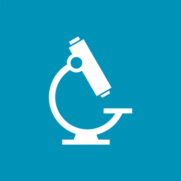 蓝色背景上的白色显微镜图标 医学概念 用于放大细菌视野的实验室设备 微生物学和科学发现 矢量图解 剪贴画 — 图库矢量图片