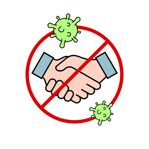 악수의 상징은 코로나 바이러스 Coronavirus 아이콘으로 표시를 중지하 십시오 코드네임 — 스톡 벡터