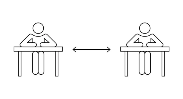 Dos Estudiantes Que Estudian Biblioteca Pública Distancia Social Reabrir Concepto — Vector de stock