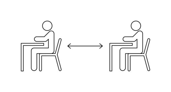 Blijf Veilige Afstand School Concept Twee Studenten Zitten Aan Tafels — Stockvector