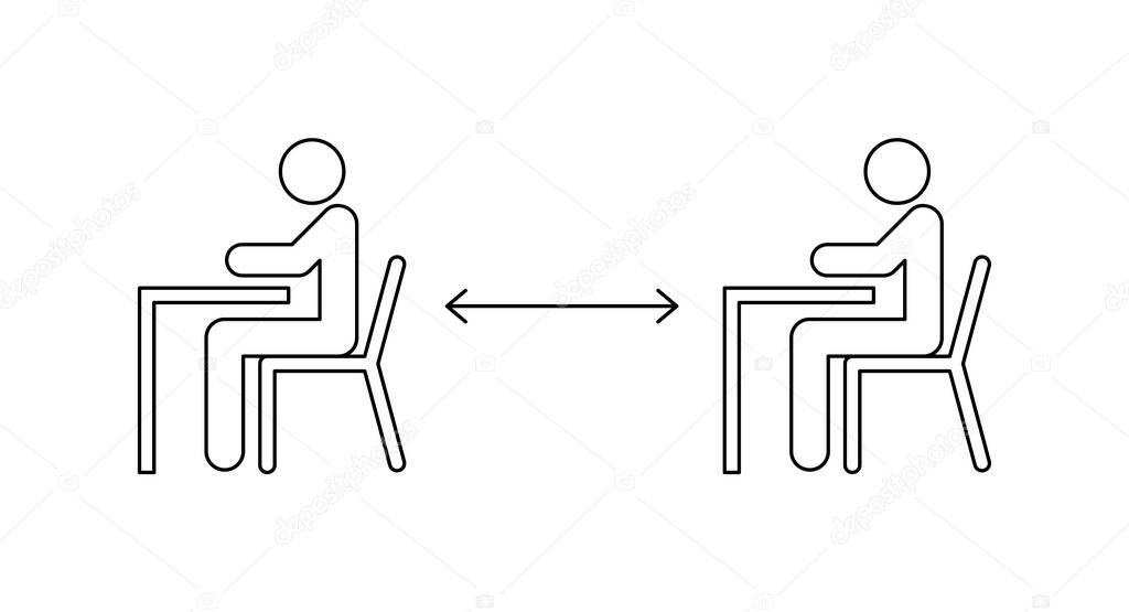 Keep Safe Distance At School Concept Two Students Sitting At Tables Keeping Social Distance Line Icon Back To School New Normality Black Outline On White Background Vector Illustration Clip Art Premium Keep Safe Distance At School Concept Two Students Sitting At Tables Keeping Social Distance Line Icon Back To School New Normality Black Outline On White Background Vector Illustration Clip Art Premium