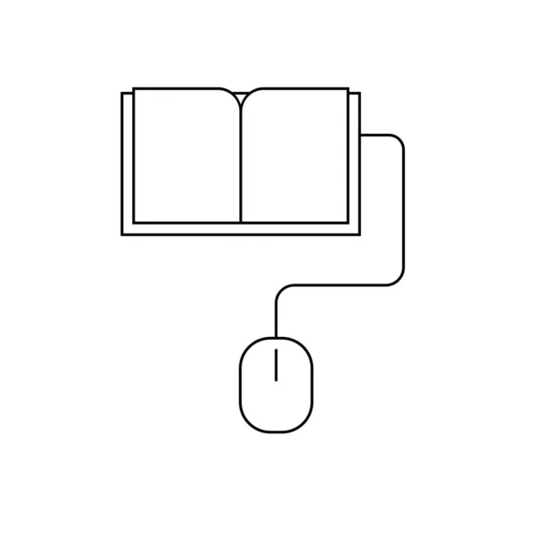 Bok Kopplad Till Ikon För Datormusen Bokssymbol Läs Och Lärandekoncept — Stock vektor