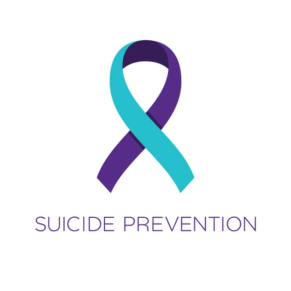 Nastro Prevenzione Suicidi Colore Porpora Turchese Campagna Prevenzione Diagnosi Trattamento — Vettoriale Stock