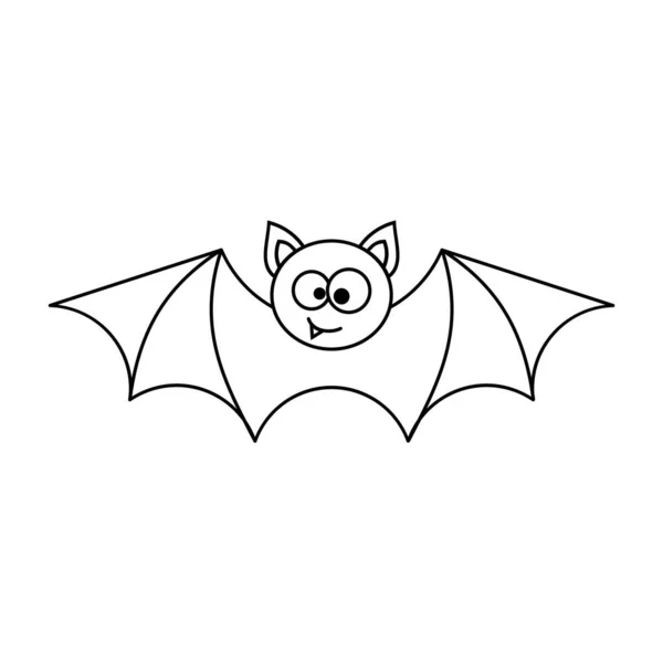 Lindo Murciélago Halloween Doodle Ilustración Murciélago Sonriendo Murciélago Con Alas — Vector de stock
