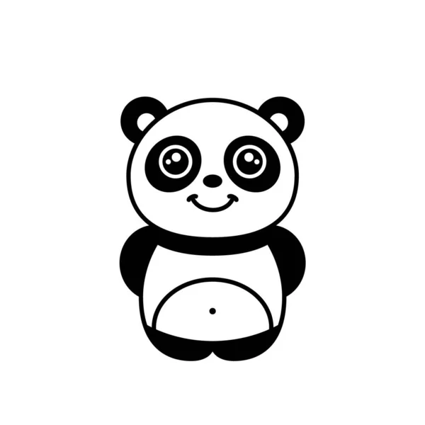 Cute Little Panda Smiling Kawaii Baby Panda Bear Kids Drawing — Stock Vector