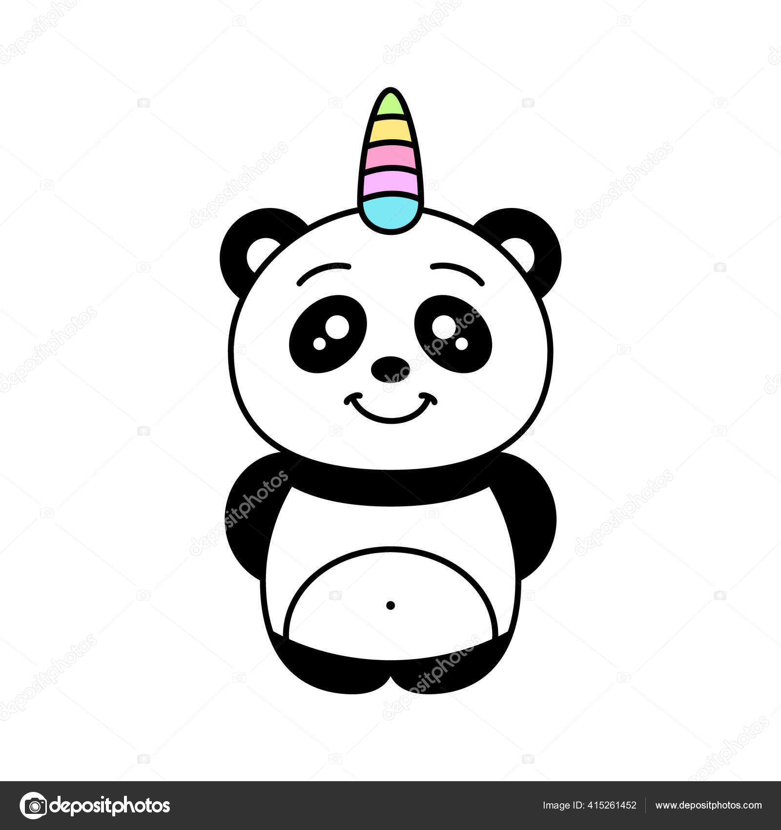 Panda Unicorn Cartoon Character Funny Kawaii Pandacorn Smiling Cute Baby Vector Image By C Tacka Vector Stock